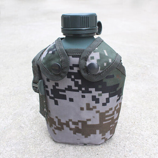 New camouflage kettle made by Jingying Military Fans Tactical Outdoor Mountaineering Portable Marching Military Training Kettle Large Capacity Shoulder Bag 10 Military Green Aluminum Kettle + Bottle Cover/Capacity 1000ML