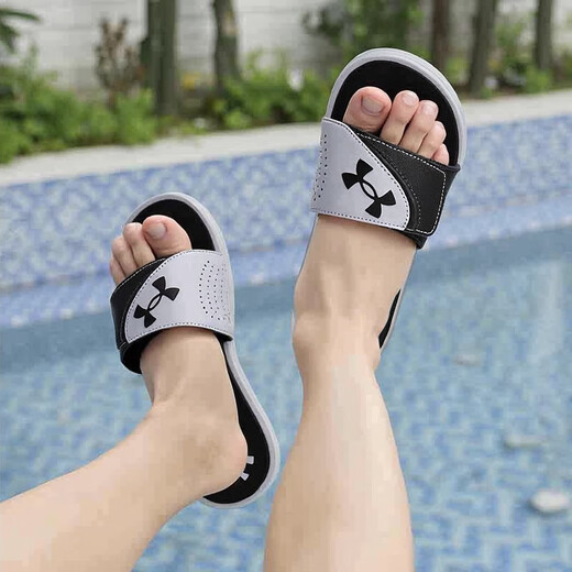 UNDER ARMOUR Men's and Women's Slippers 25 Autumn New Sports Shoes Breathable Casual Sandals Cushioning Soft Bottom Outdoor Beach Shoes Double-layer 4D Foam Insoles Take One Size Larger 41