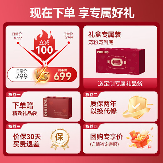 Philips (PHILIPS) waist massager waist support massager relieves low back pain and back pain warm palace massage belt waist protector for boyfriend and girlfriend parents holiday birthday gift 5202B meters