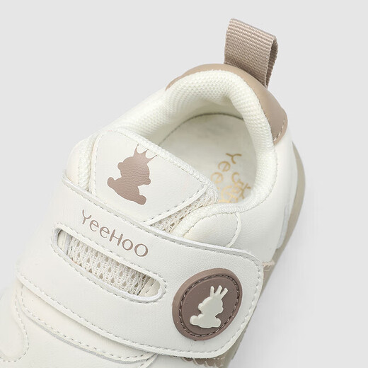 Ying's YEEHOO baby toddler shoes spring and autumn new style boys and girls non-slip functional shoes small baby early stage children's shoes antibacterial shoes milk coffee strips - four seasons style 20 sizes recommended foot length 12.6-13.0cm
