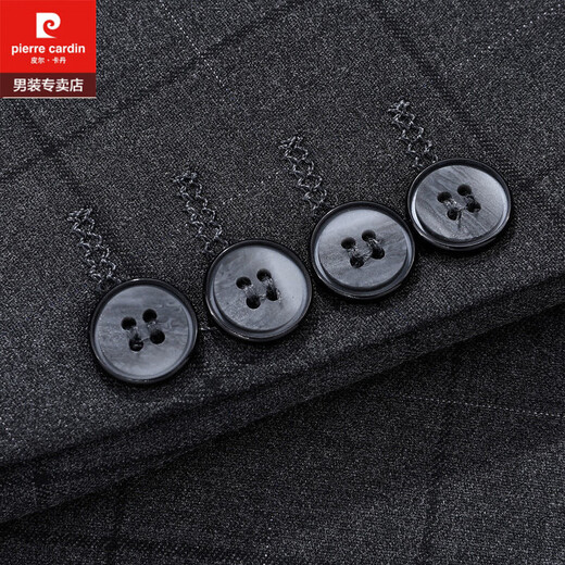 Pierre Cardin Groom's Suit Suit Men's Korean Style Wedding Dress Business Casual Professional Wear Plaid Three-piece Small Suit 8908 Medium Gray Plaid Suit+Trousers+Vest XL 180 Recommended 140-150Jin Jin equals 0.5 kg