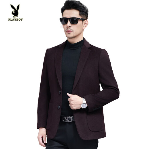 Playboy (PLAYBOY) 2025 Wool Suit Men's Autumn and Winter Simple Suit Business Casual Middle-aged Small Suit Dad's Wool Jacket Gray L 175/92A