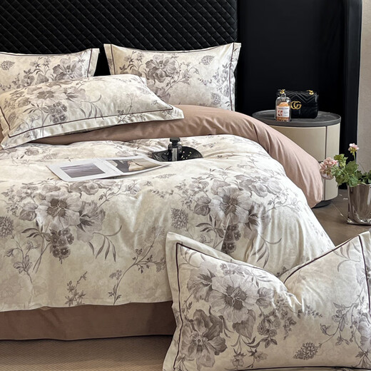 Mercury series 100% Xinjiang pure cotton four-piece set Class A 120 count cotton brushed quilt cover bed sheet bed quilt three-piece fitted sheet Hamiya 100% cotton 2.0m bed sheet four-piece quilt cover 230*250