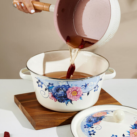 Yupinjia lard tank enamel basin high temperature resistant old-fashioned national style lard special container with lid large capacity enamel enamel bowl enamel basin 24cm 1 piece 3.2L