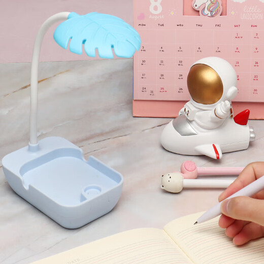 USB plug-in table lamp LED desk lamp mobile phone holder pen holder cartoon desktop ornaments children's gift night light cute small desk lamp kindergarten Children's Day gift colorful leaves + mobile phone holder + plug-in style random color