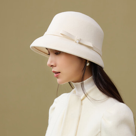 Siggi Qianjin style pure wool elegant fisherman hat old money style ladies autumn and winter hat French retro bow hat