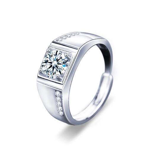 EothPT950 platinum one carat moissanite and diamond couple ring for women, a pair of rings, Valentine's Day birthday gift for girlfriend 1 pair, PT950 platinum moissanite ring + certificate