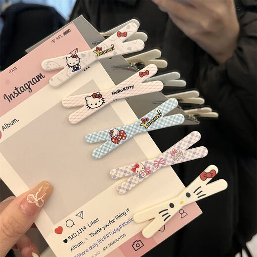 CHANSUNRUN Cute Cross KT Cat Hair Clip Cartoon Student Bangs Clip Ins Style Fresh Side Clip Girls Versatile Hair Clip Cross KT Cat Value Set of 5 Pieces One Each