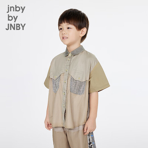Jnby by JNBY New Jiangnan Buyi children's short-sleeved shirt summer 1P5210410 053/light gray 140cm