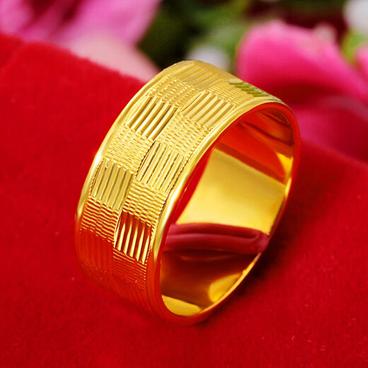 New car flower six-character mantra ring alluvial gold heart sutra ring for men and women copper gold-plated jewelry wholesale No. 1 8