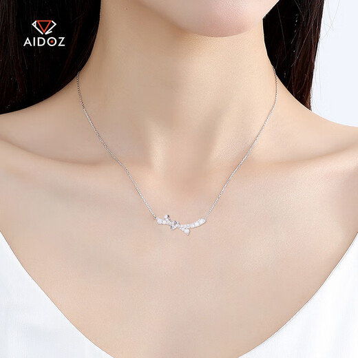 Aido diamond pt950 platinum necklace for women platinum bow set chain inlaid with moissanite diamond light luxury gift platinum bow moissanite diamond necklace