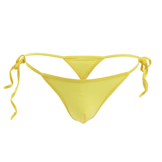 Men's low-waisted thong thin ice silk sexy elastic fashionable lace-up adjustable pure lust underwear yellow strap style without waist circumference suitable for everyone