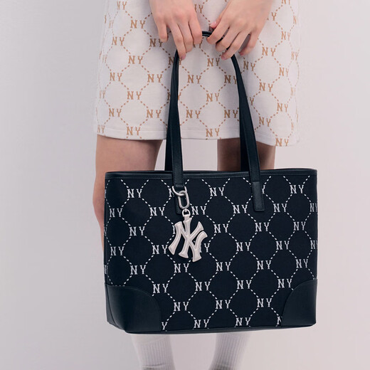 Major League Baseball (MLB) retro presbyopic fashion casual polyester tote bag student bag portable shoulder bag men and women same style couple model black black