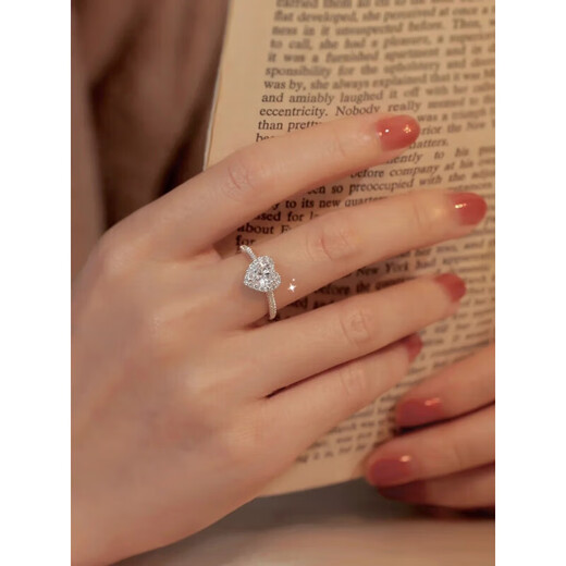 DR Love Diamond Ring Moissanite Ring Heart Shape Diamond Ring Sterling Silver One Carat Ring Order Proposal Ring for Women Valentine’s Day Main Diamond One Carat Closed Contact Customer Service Remarks for Size