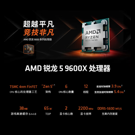 AMD [weißer Streifen drei zinsfreier Zeitraum] Ryzen 9950x3d/9900x3d/9950x/9800x3d/9700x/7500f Prozessor AM5 Schnittstelle Neue Boxed CPU R5 9600X Boxed Boxed