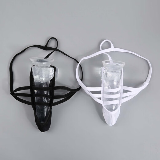 Magnificent men's lasso sexy see-through temptation underwear men's exposed egg plane thong fun black XL (18cm)