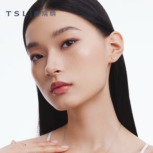 Xie Ruilin (TSL) 18K gold diamond stud earrings unlimited series earrings and earrings for women as gifts 63243 18 diamonds in total, about 2.8 points