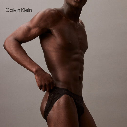 Calvin Klein underwear men's sexy ck hollow black lace comfortable thin and smooth elastic thong double thong underwear for men UB1-space black 1 pair L
