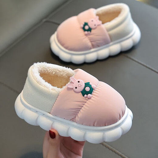 Ormenwe children's cotton slippers winter boys and girls warm bag heel slippers home outdoor slippers AM702 green 32.5 32-33