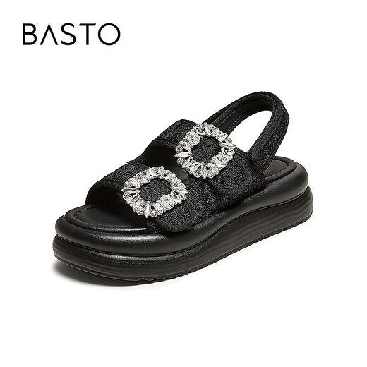 Best Picture 25 Summer Casual Sandals Small Fragrance Thick Sole Casual Women's Sandals BP825BL5 Black 38