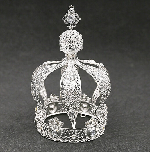 Boutique baked decoration bride European style alloy lace crown birthday accessories handmade queen large round headdress alloy water drop ice crystal crown large gold