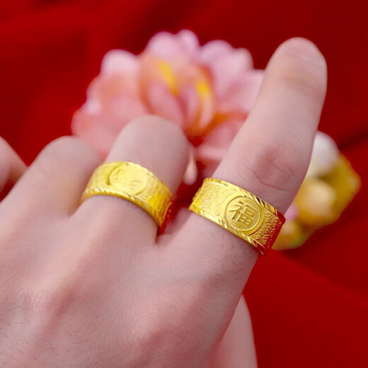 OEMG old Phoenix gold store model 18K gold plated men's ring Pfaff gold ring live wide version boss ring dad Pfaff gold ring
