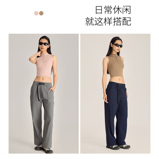 JUACTIVE Cycling Clothing Sports Top Vest Quick-Drying Running Outerwear Fitness Clothing Zipper Stand Collar Sleeveless Vest Brown S