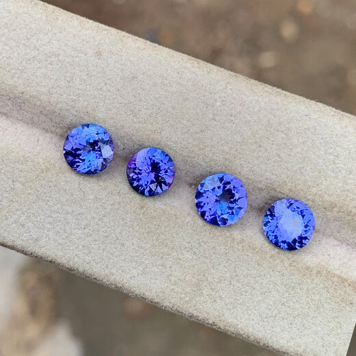 Chili Natural Tanzanite Bare Stone Round Ring Surface Round 7 Blue Purple No Burning Can Be Made into Rings Pendants Earrings Bracelets, etc. 16#1.17ct