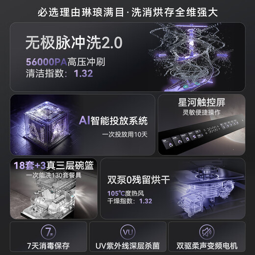 Kantar Cube 2.0 built-in dishwasher 18 sets + 3 large capacity fully automatic home drying integrated first-class water efficiency intelligent XWDQ18-G200