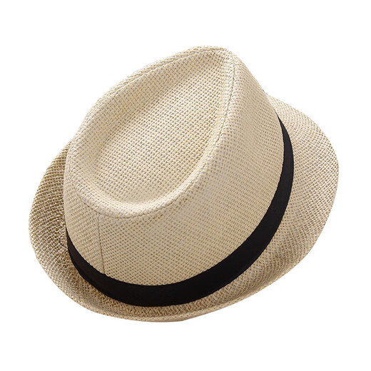 咖咪龙（KAMILONG）男女爵士帽舞台表演逛街休闲小礼帽夏季法式礼帽防晒潮草帽子 米黄 M（56-58cm）