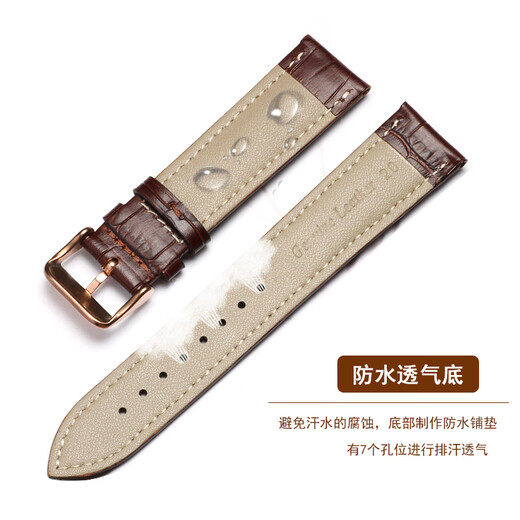 CASTLEKNIGHT Gee Leather Strap Calf leather pin buckle bracelet adaptation 6193/8199/6211/6205/6205 leather chain brown + silver pin buckle 22mm