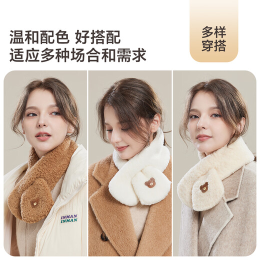 JIUMU sheep wool small scarf for women autumn and winter warm neck scarf and neck protection short scarf for girls birthday gift gift box