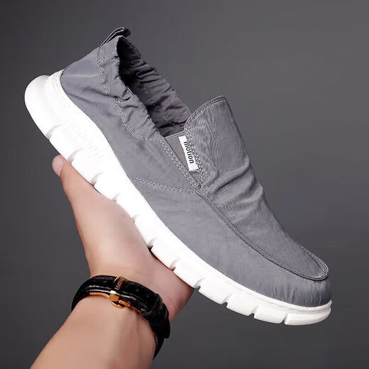 X YOUNG Xtep step same style men's shoes sports shoes casual shoes running shoes summer and autumn canvas shoes men's slip-on slip-on shoes 881 gray 42