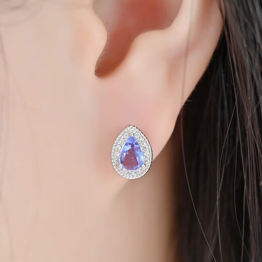 Colorful Jewelry Flashing Blue S925 Tanzanite Stud Earrings 6*3