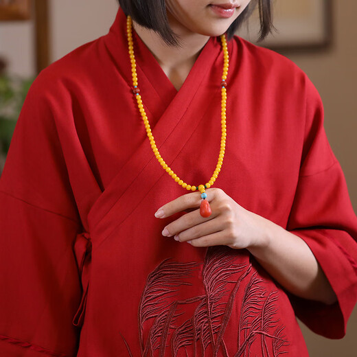 ADRIUS luxury high-end beeswax bracelet for women multi-ring yellow honey amber bracelet DIY Pixiu chicken oil yellow 108 bracelets beeswax beads about 6mm