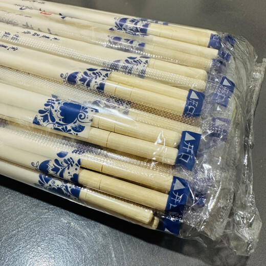 Ye Yu chopsticks blue and white porcelain bold take-out restaurant home hygiene disposable independent packaging fast food commercial wholesale factory straight 5.0*19.5cm long natural bamboo 10 pairs