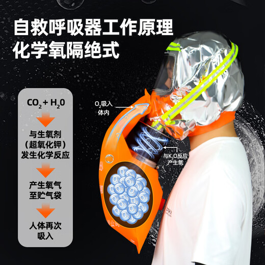Zhongjia Woan chemical oxygen fire self-rescue respirator fire mask anti-virus and anti-smoke mask 3C fire escape fire equipment two-person protection combination