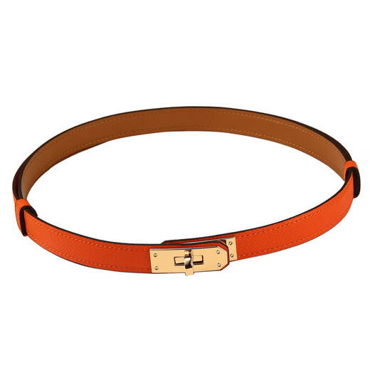 
HGIRXVH home kelly real leather thin belt women's lock Kelly coat summer decoration with skirt waist 13780 classic black gold buckle