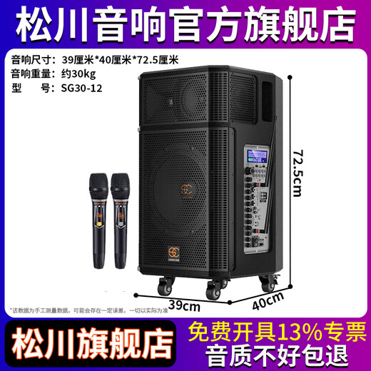 Songchuan International SG30-12/18-inch square dance high-power audio outdoor karaoke lever karaoke speaker professional live broadcast with sound card all-in-one Bluetooth audio KTV Songchuan International Audio SG30-12 (400W) metal rechargeable microphone*2