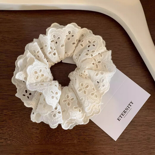 Zhao Lusi's same retro large intestine hair tie for women, versatile lace lace headband, rubber band hair accessories for women, beige lace hair tie