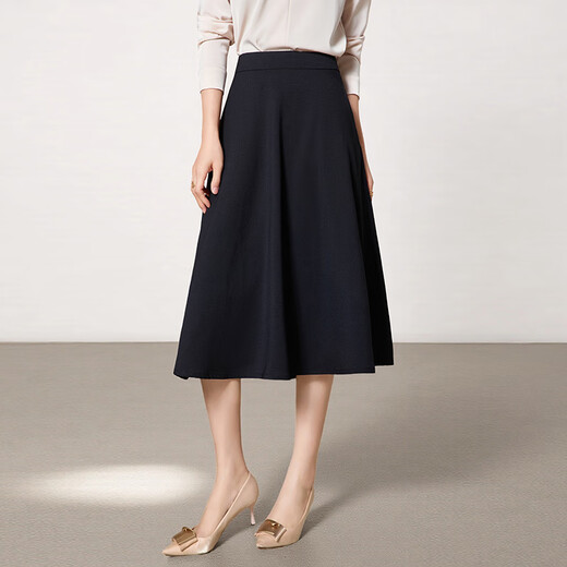 Troman's no-iron, high-end, professional-looking skirt, women's mid-length, over-the-knee slim umbrella skirt, formal interview a-line skirt