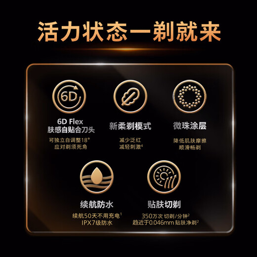 飞利浦（PHILIPS）【父亲节礼物】电动剃须刀旋风PRO刮胡刀 风驰切剃6D浮动刀头 生日礼物送男友送老公 国家补贴