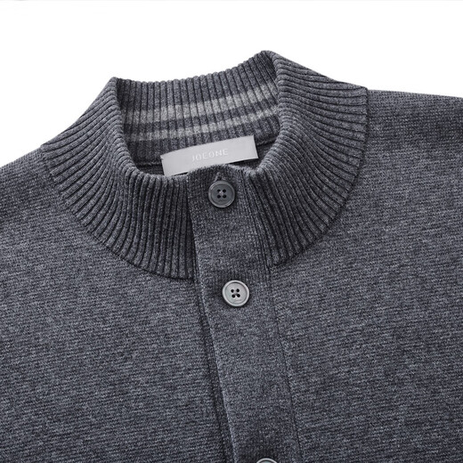 Jiumuwang Shopping Mall Same Style Men's Sweater Men's 2025 Spring New Comfortable Sheep Wool Single-breasted Stand-up Collar Sweater JX Slim Version + Asphalt Gray + FK1552612 XL 180/100A(52)