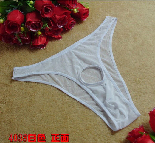 Men's mesh large-scale exposed pp sexy and stimulating underwear couple supplies thong T-pants couple teasing black