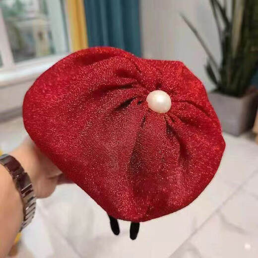 DING Fei (DING FEI) Douyin Internet celebrity same style headband headband hair accessories women's bright silk beret hat headband to cover white hair and forehead western style black A11-203