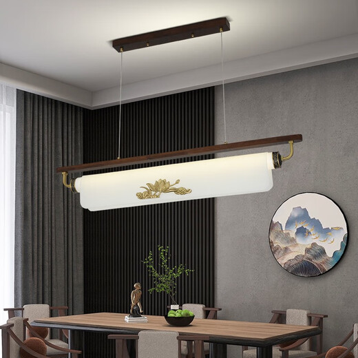 雷士2025最新款新款新中式茶艺灯中国风茶室书房餐厅艺术胡桃木亚克力 迎客松-3523-1m款三色变光