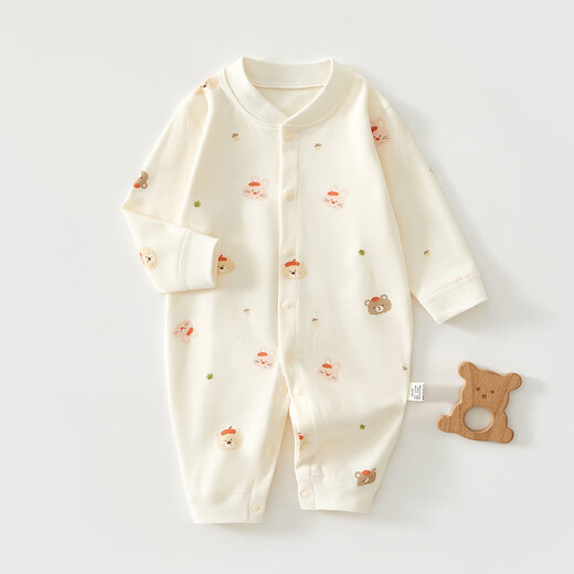 婧麒（JOYNCLEON）婴儿衣服连体衣春秋装小月龄纯棉宝宝男女爬服新生儿哈衣长袖超萌 小树熊兔 66cm 【3-6个月，体重6.8-8.9kg】