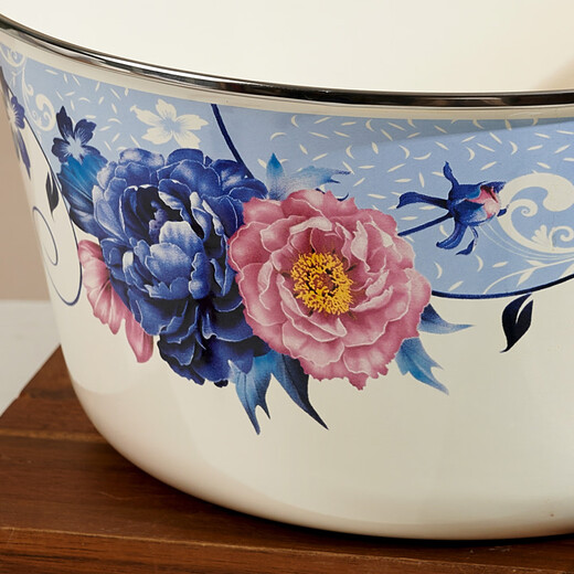 Yupinjia lard tank enamel basin high temperature resistant old-fashioned national style lard special container with lid large capacity enamel enamel bowl enamel basin 24cm 1 piece 3.2L