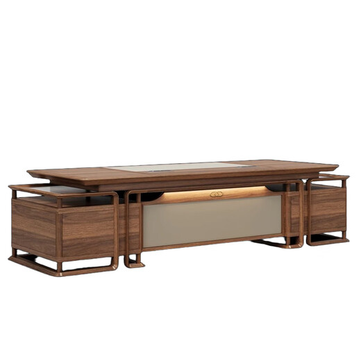 New Chinese style desk boss desk solid wood executive desk general manager office chairman computer desk office new style 2.0m boss desk (ash wood)