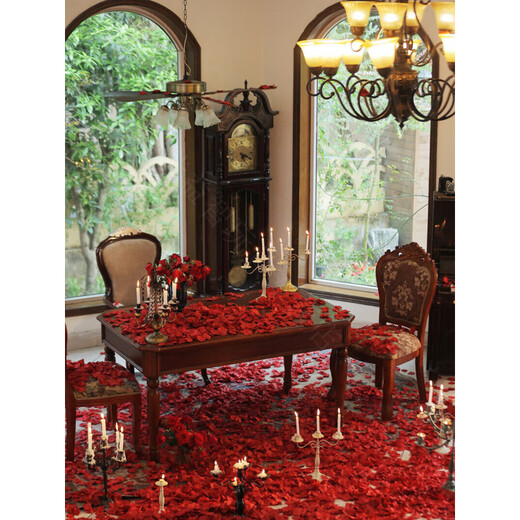 Magic Bean Shenghuo Chinese Valentine's Day White Simulated Rose Petals Wedding Decoration Wedding Hand Sprinkled Petals Confession Proposal Romantic Wedding Room Decoration Champagne Color 6 Pack (600 Pieces)